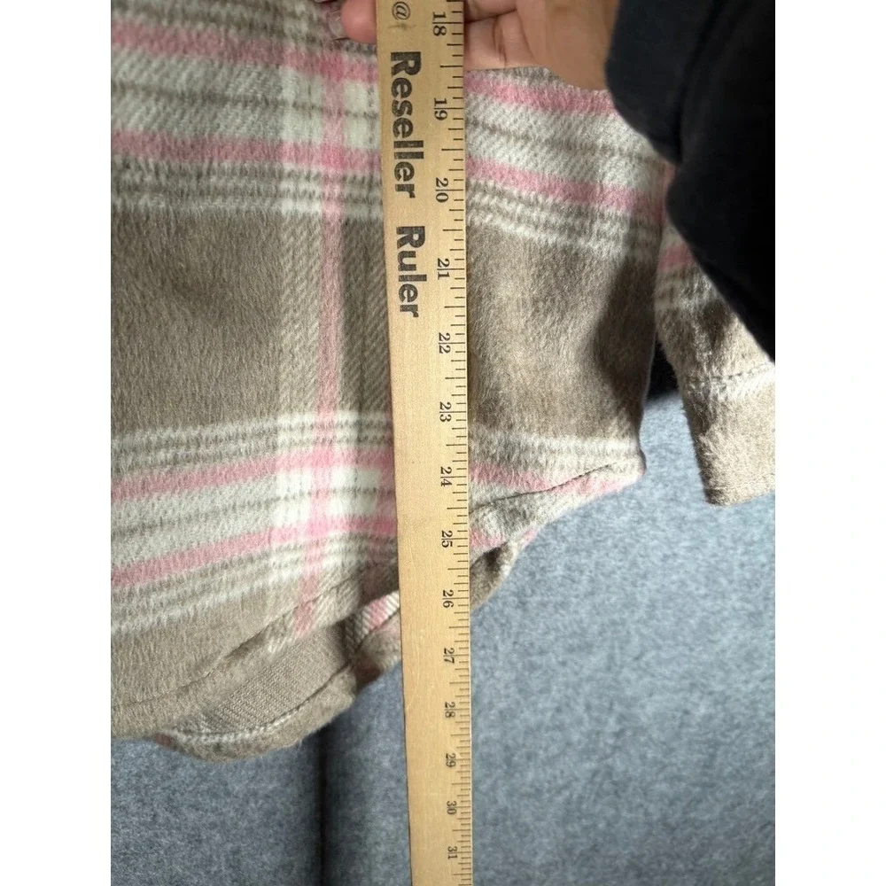 BLANKNYC Plaid Shirt Jacket Shacket Pink Tan Beige Women's Size S Button Up Fall